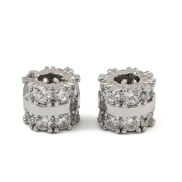Brass Micro Pave Cubic Zirconia Beads
