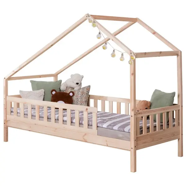 Livetastic DĚTSKÁ POSTEL SE STŘÍŠKOU, 140/200 cm, přírodní barvy