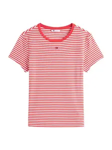 Tommy Jeans Tričko 'ESSENTIAL'  červená / biela