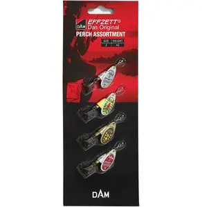 Dam sada blyskáčov assortment spinner 4 ks 2 4 g sinking perch