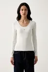 Calvin Klein Jeans tričko s dlhým rukávom dámske bavlnené s elastanom
