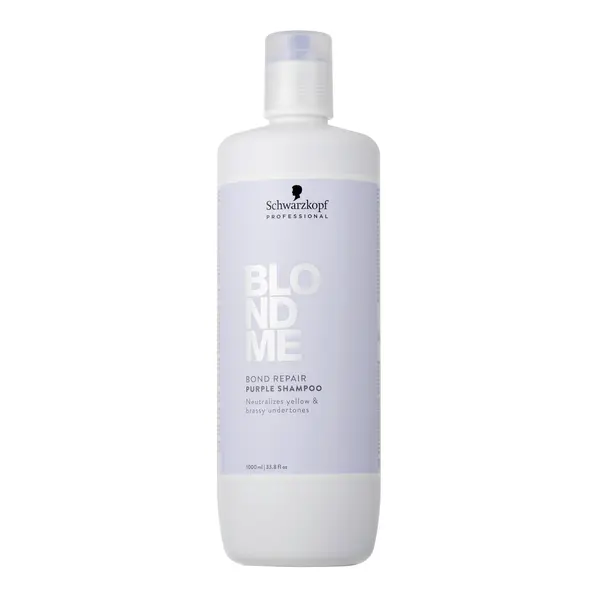 Neutralizační šampon pro posílení blond vlasů Schwarzkopf BlondMe Bond Repair Purple Shampoo - 1000 ml + dárek zdarma
