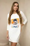 Dress with 3D graphics, lace ecru