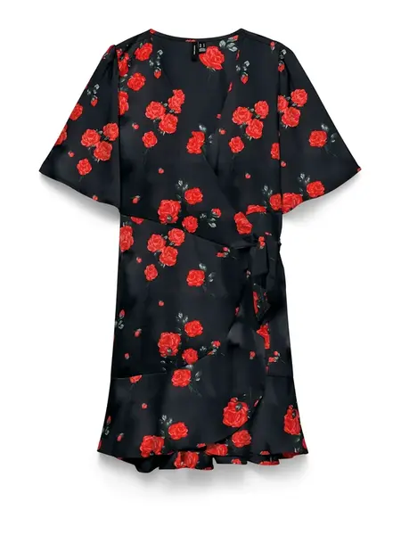 VERO MODA Šaty  sivá / červená / čierna