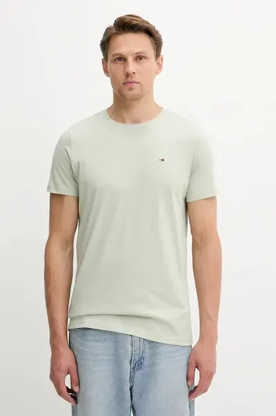 Bavlněné tričko Tommy Jeans pánské, bílá barva, DM0DM04411