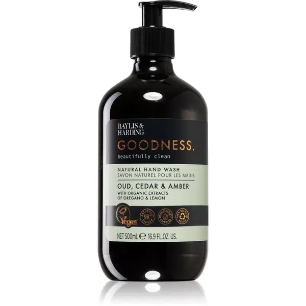 Baylis & Harding Goodness Oud, Cedar & Amber přírodní tekuté mýdlo na ruce 500 ml