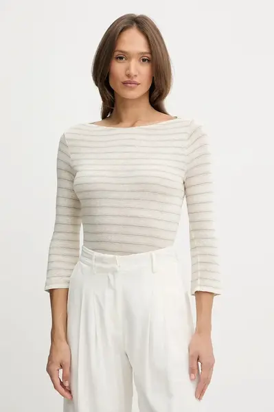 Tričko s dlouhým rukávem s příměsí lnu United Colors of Benetton