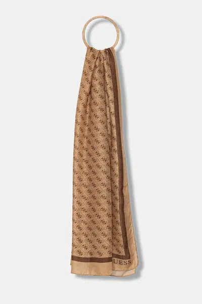 Šála Guess KATYA dámská, hnědá barva, vzorovaná, AW5341 POL03