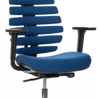 MERCURY Ergonomická kancelářská židle FISH BONES s opěrkou hlavy, černý plast, 26-67 modrá, 3D područky, sezení 8 hodin denně