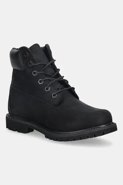 Nubukové workery Timberland 6In Premium Boot dámské, černá barva, na plochém podpatku, TB18658A0011