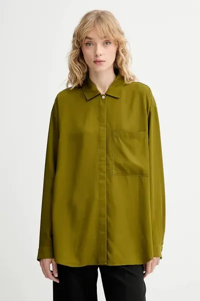 Košile Marc O'Polo dámská, zelená barva, relaxed, s klasickým límcem, 509152542109