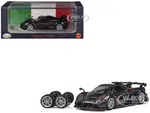 Pagani Imola Dark Gray Metallic with Carbon and Orange Accents with Extra Wheels 1/64 Diecast Model Car by CM Model