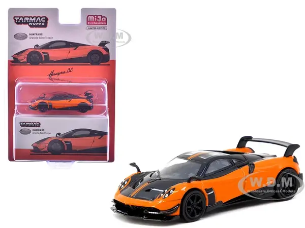 Pagani Huayra BC Arancio Saint Tropez Orange and Black "Global64" Series 1/64 Diecast Model by Tarmac Works