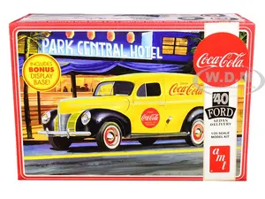 Skill 3 Model Kit 1940 Ford Sedan Delivery Van "Coca-Cola" with Display Base 1/25 Scale Model by AMT