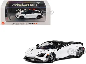 McLaren 765LT White with Black Top and Extra Wheels 1/64 Diecast Model Car by CM Model