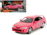 1995 Honda Integra Type R Pink with Graphics "Fast &amp; Furious Remix" Series 1/24 Diecast Model Car by Jada