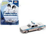 1975 Dodge Monaco "Chicago Police" White (Dirty Version) "Blues Brothers" (1980) Movie "Pop Culture" 2024 Release 2 1/64 Diecast Model Car by Johnny