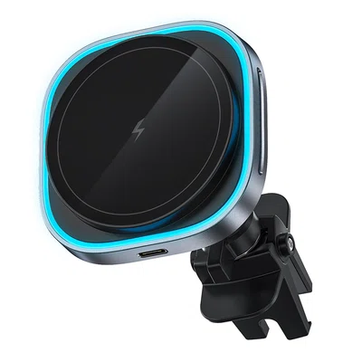 CW39 15W Magsafe Wireless Charger LED Atmosphere Light Efficient Heat Dissipation for iPhone 16 Series - Black