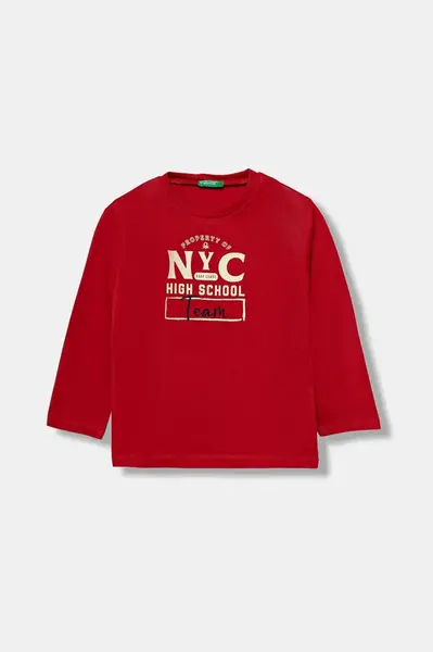 Dětské bavlněné tričko s dlouhým rukávem United Colors of Benetton