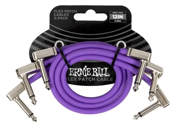Ernie Ball Flex Patch Cable 12" Purple 3-Pack