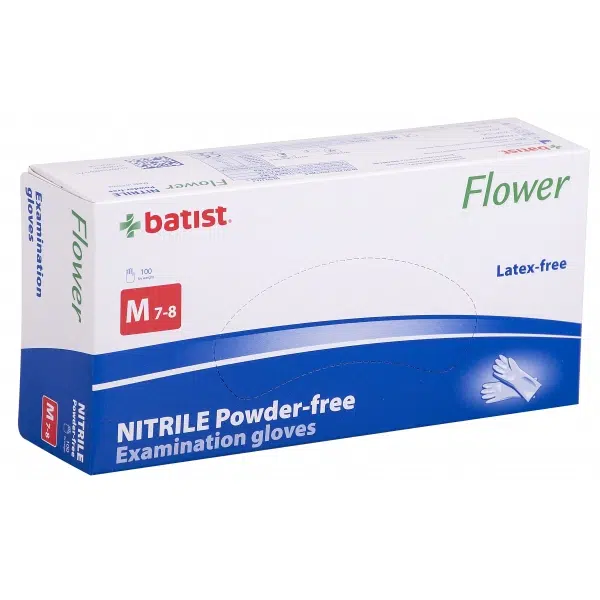 Rukavice nitril nepudrované Batist Flower modré vel.M 100ks