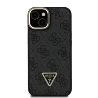 Zadní kryt Guess PU 4G Strass Triangle Logo Stand Camera Frame MagSafe Zadní pro Apple iPhone 14, černá