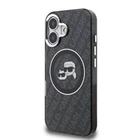 Zadní kryt Karl Lagerfeld IML K&CH Heads Repeated Logo MagSafe pro Apple iPhone 16, černá