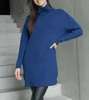 Gemre Long navy blue soft turtleneck sweater Kali