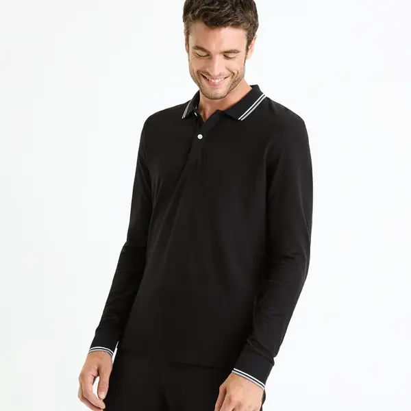 Čierne pánske basic polo tričko Celio Decolml