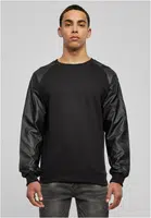 Imitation Raglan Leather Crew blk/blk