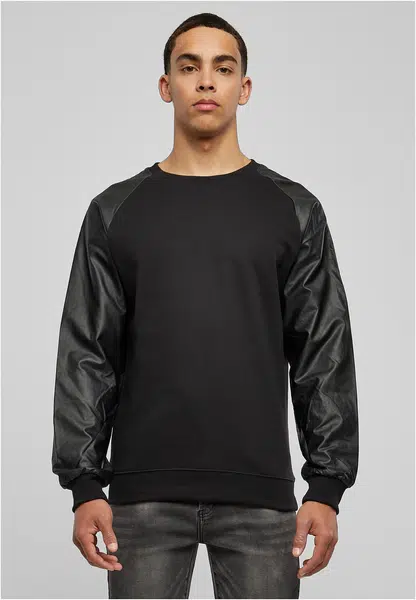 Imitation Raglan Leather Crew blk/blk