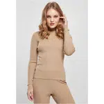 Women's ribbed knit turtleneck sweater unionbeige