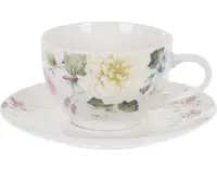 Hrnček s podšálkou Floralia 200 ml, krémový%