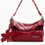 Červená kabelka Desigual s květinovým přívěskem