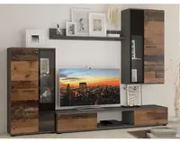 Obývacia stena Samsa, vintage optika kovu/dreva%