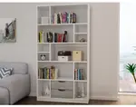 Vysoký regál/knihovňa Sten, biely / sivý betón%