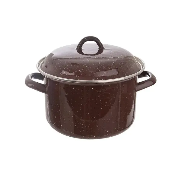 Smaltovaný hrnec s lemem a poklicí BROWN 2,5 l