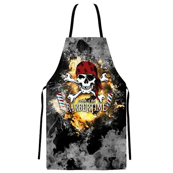 Pánská barber zástěra Barbertime Smoky Pro Barber Apron - černá - Pirates of the Barbertime + dárek zdarma