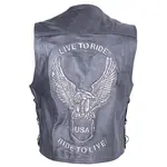 Kožená moto vesta Sodager Live To Ride Vest černá 4XL