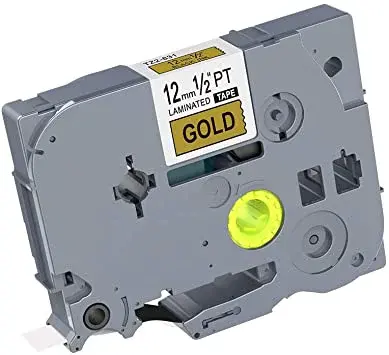 Kompatibilní páska s Brother TZe-FA234, 12mm x 3m, zlatý tisk / bílý podklad, zažehlovací