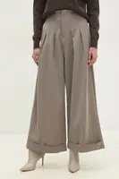 Kalhoty Answear.LAB dámské, hnědá barva, široké, high waist