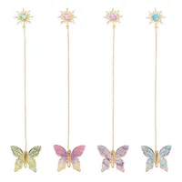 4Pcs Butterfly Sun Acrylic & Alloy Resin Charm Bookmark