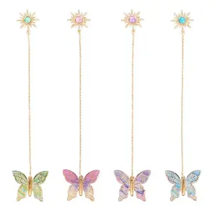4Pcs Butterfly Sun Acrylic & Alloy Resin Charm Bookmark