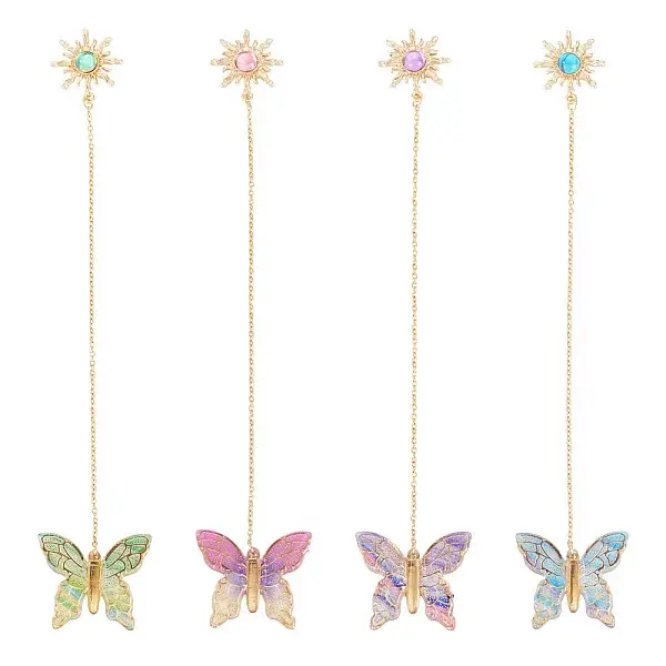 4Pcs Butterfly Sun Acrylic & Alloy Resin Charm Bookmark