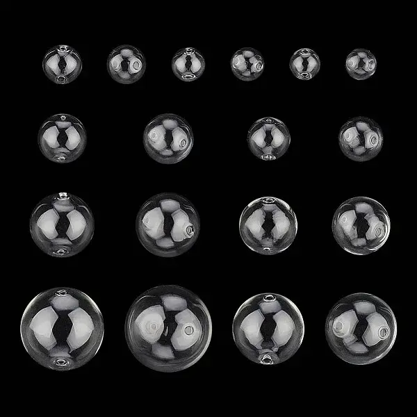 36Pcs 9 Style Handmade Two Holes Blown Glass Globe Beads