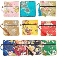 10Pcs 10 Colors Retro Square Cloth Zipper Pouches