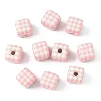 10Pcs Printed Opaque Acrylic Beads