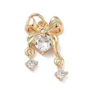 Brass Micro Pave Clear Cubic Zirconia Pendants