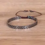 Arrowhead Adjustable Synthetic Non-magnetic Hematite Braided Bead Bracelets for Women Men