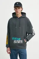 Bavlněná mikina Études Studio pánská, šedá barva, s kapucí, s potiskem, H24MMSWE272